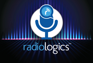 Blue, white & purple podcast icon & RadioLogics text promoting LoanLogics MSR Acquisition Platform podcast and explaining technology benefits.
